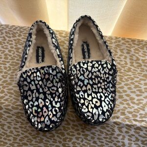 Lands' End Metallic Leopard Slippers